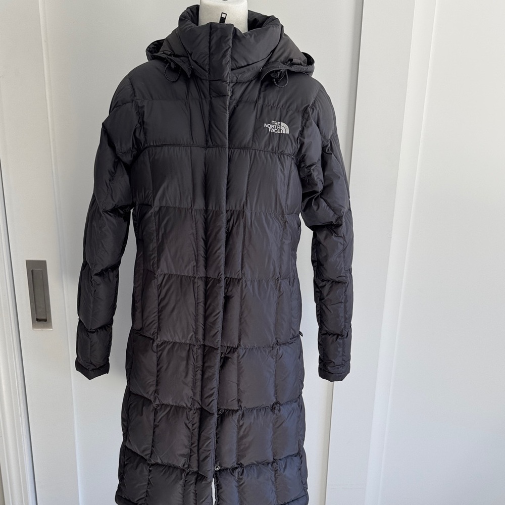 The North Face Black Quilted Hooded Long Puffer Coat